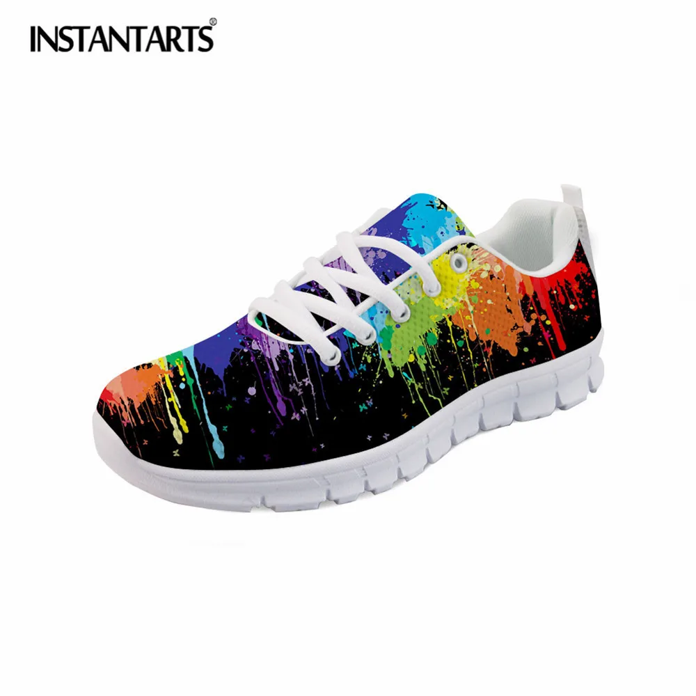 INSTANTARTS 3D Colorful Paint Printed Men Casual Sneaker Shoes Summer Mesh Sneakers for Male Fashion Lace Up Flats Homme Zapatos