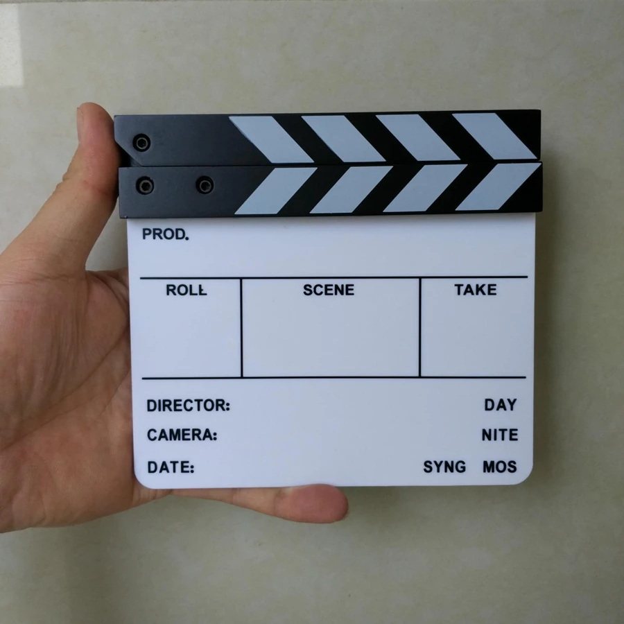 Studio Camera Photography Video Acrylic Small Clapboard Dry Erase Director Film Movie Clapper Board Slate (6.3x5.5\