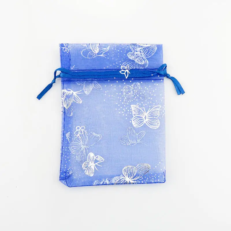 

Wholesale 100pcs/lot 7x9cm Royal Blue Butterfly Organza Bag Small Jewelry Packaging Bag Wedding Organza Pouches Favor Gift Bags