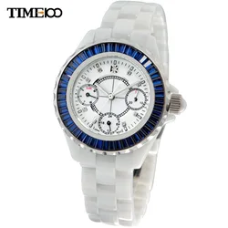 TIME100 Women's Fashion ceramic multifunctional Wristwatch Pure Natural Diamond-studded Ceramic Band Ladies Quartz Watches