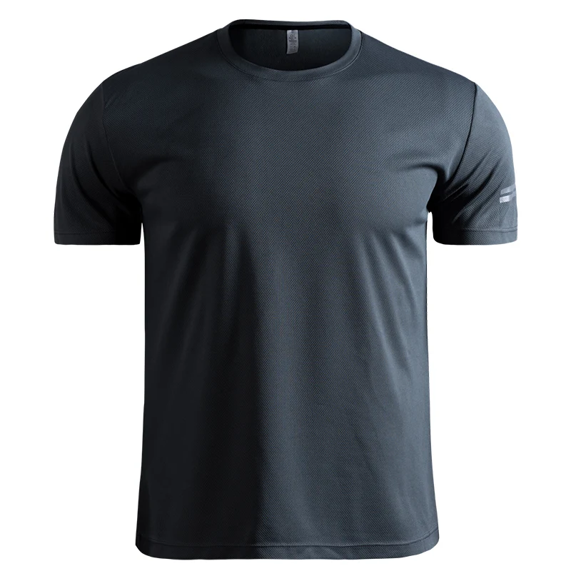 Customize LOGO Breathable Running Shirts Men Tops Tees Quick Dry Short Sleeve Gym Fitness T Shirt Reflective Strips Sportswear