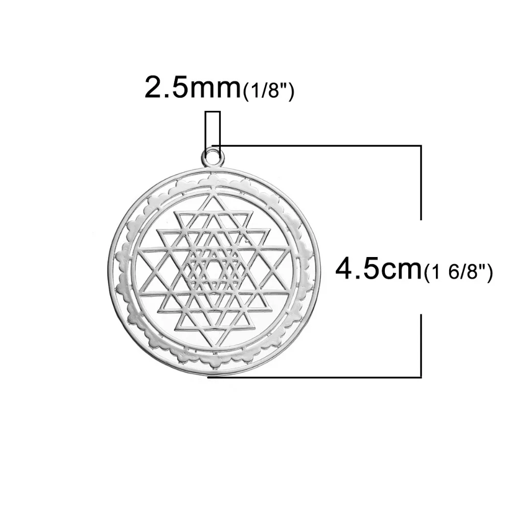 DoreenBeads Copper silver color Gold Sri Yantra Meditation Hollow Pendants DIY Jewelry Components 45mm x 40mm(1 5/8\