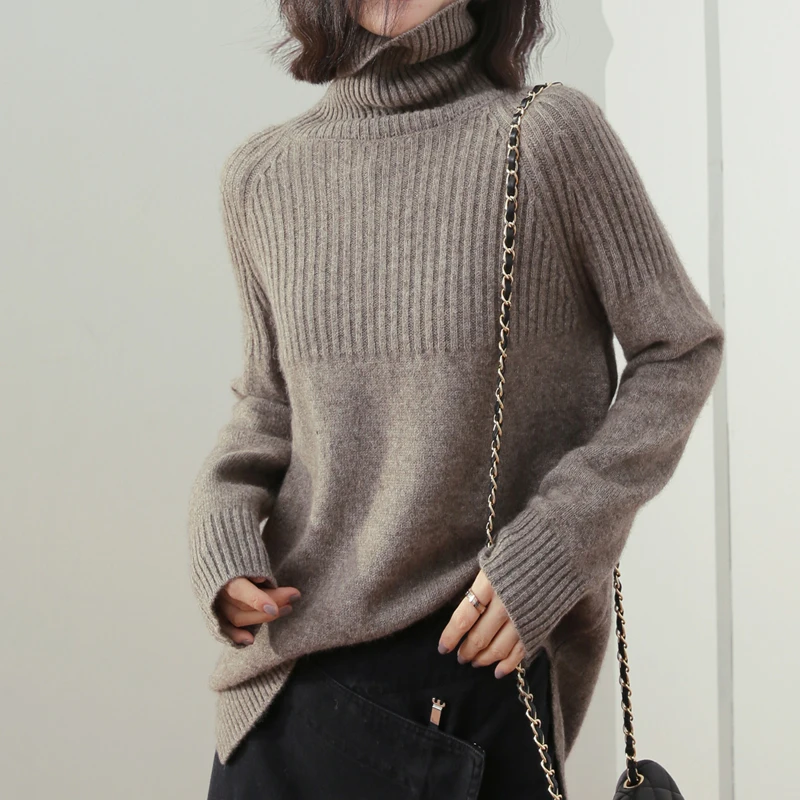 Suéter de invierno de mujer de cuello alto de moda suéter de punto suéter de Punto más tamaño de Cachemira mujeres nuevos suéteres 2019