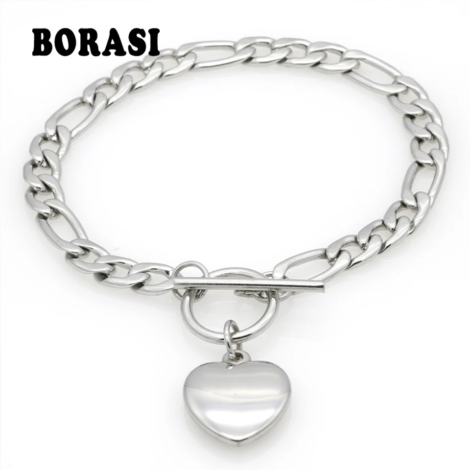 New Fashion Heart Bracelets Bangles Women Big Brand Design Charm Jewelry High Quality Stainless Steel Wedding Christmas Gift