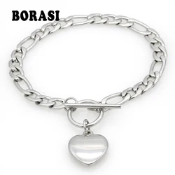 New Fashion Heart Bracelets Bangles Women Big Brand Design Charm Jewelry High Quality Stainless Steel Wedding Christmas Gift
