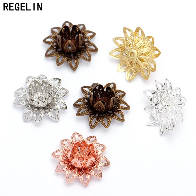 

REGELIN 20pcs/lot Lotus Charm Necklaces Pendant Bracelet Necklace 16mm DIY Making Handmade Jewelry Accessories