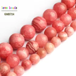 Natural Rhodochrosite Bead Stone Round Loose Beads for Jewelry Making Diy Bracelet Necklace 15'' 6mm 8mm 10mm