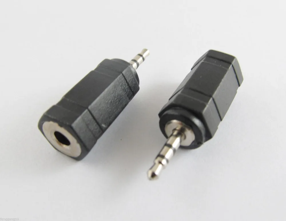 1 peça estéreo 2.5mm plugue macho para 3.5mm fêmea níquel conversor de áudio adaptador