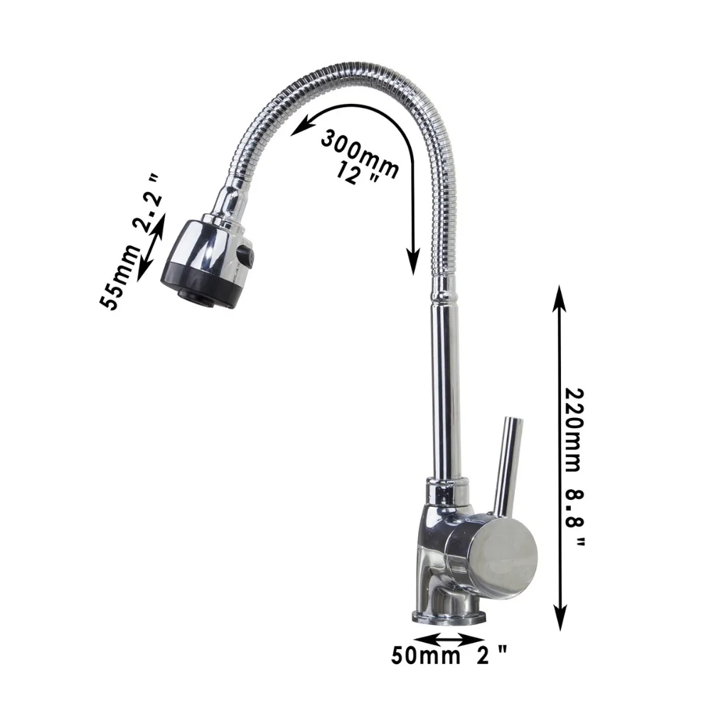 Torayvino Luxury Kitchen Faucet 360 Degree Swivel Solid Brass Kitchen Mixer Tap Chrome Finished Single Handle Mixer Deck Mounted