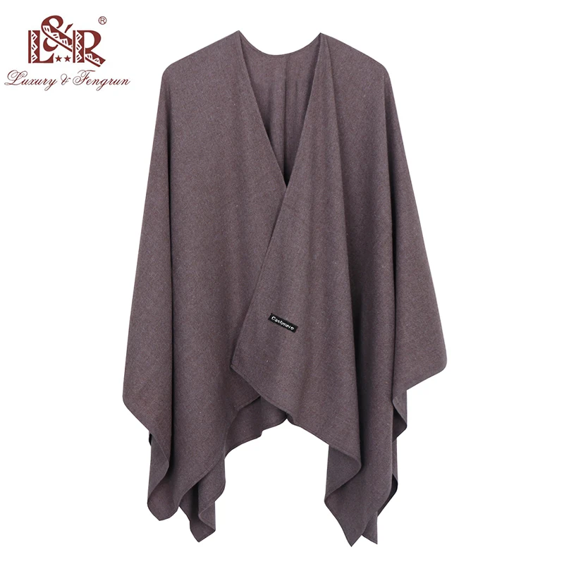 Poncho de Cachemira a la moda para Mujer, Bufanda lisa de invierno, chal, Pashmina, Sjaal, novedad de 2021