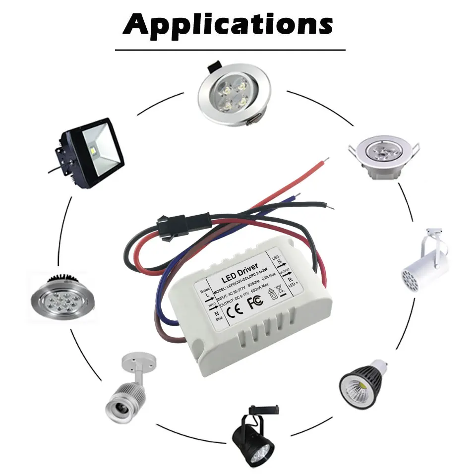 External 3-5x3W LED Driver 9W 12W 15W Output DC9-17V Lighting Transformers Constant Current 600mA Power Supply
