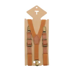 1 adet Vintage Kahverengi Deri Alaşım 3 Bronz Klipleri Erkek Çocuk Vintage Casual Jartiyer Batı Tarzı Pantolon erkek parantez Askı