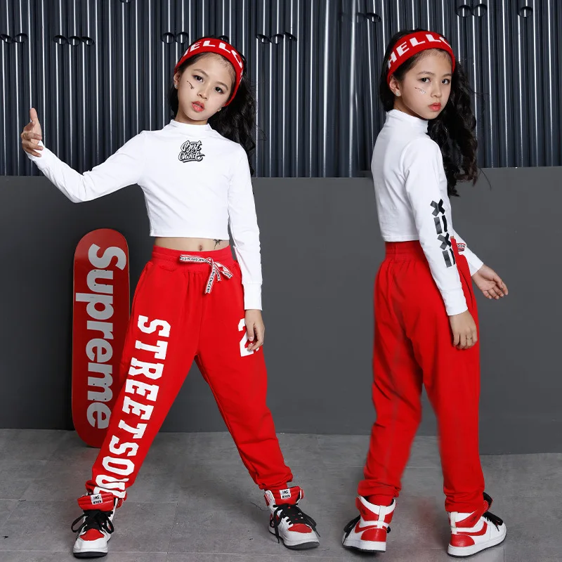 Kids Hip Hop Clothing Clothes Jazz Dance Costume for Girls Cropped Sweatshirt Top Shirt Jogger Pants Ballroom Dancing Streetwear