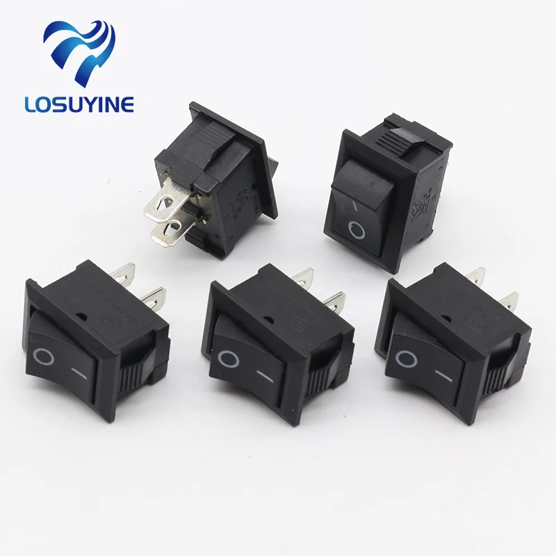 5Pcs/Lot Black Push Button Mini Switch 6A-10A 110V 250V KCD1 2Pin Snap-in On/Off Rocker Switch 5PCS/Lot 21MM*15MM BLACK