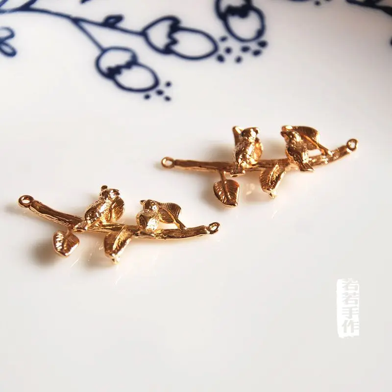 wholesale 2 pcs/lot gold color connector pendants DIY golden jewelry making DIY for women