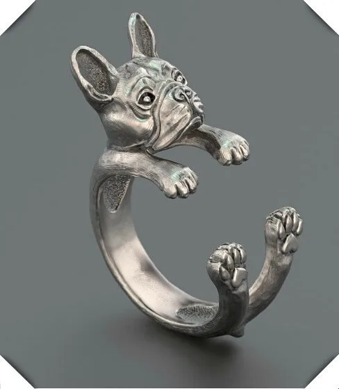 French bulldog Ring free size hippie animal bulldog Ring jewelry for pet lovers