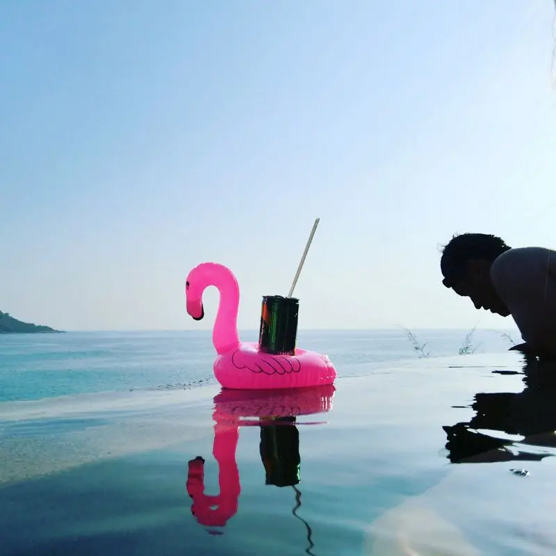 Mini Inflatable Flamingo Unicorn Swan Pool Float Toys Drink Float Cup Holder Swimming Ring Party Toys Beach Kids Adults