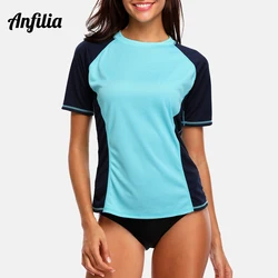 Anfilia – chemises à manches courtes pour femmes, coupe sèche, éruption cutanée, conduite de vélo, Rashguard UPF 50 +