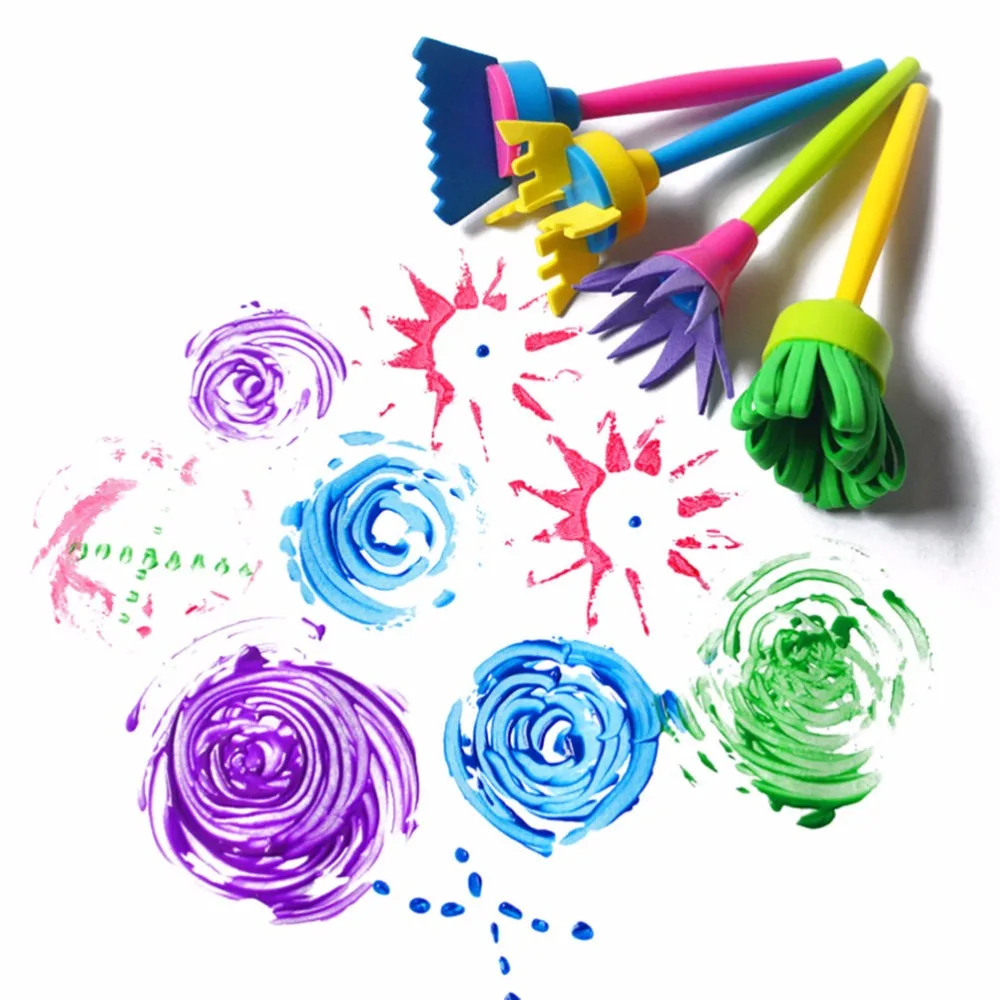 Sponge Painting Brushes Children Painting Brush Kids DIY Graffiti Drawing Toys Kindergarten Early Educational Toy Supplies