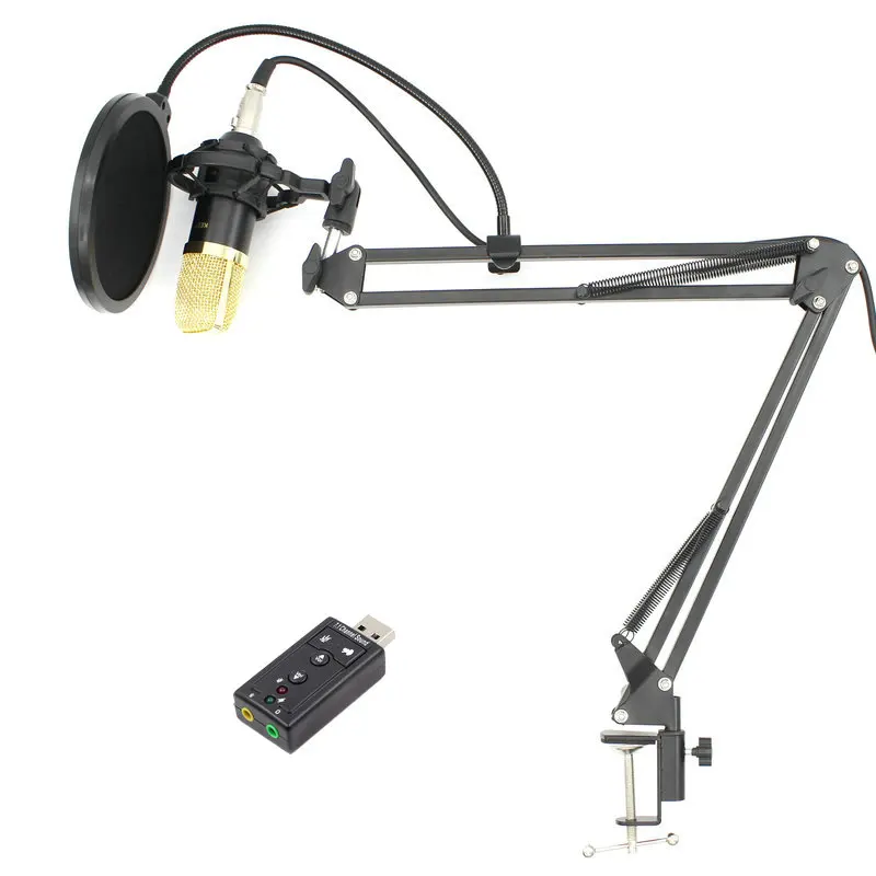 

Professional Studio Condenser Microphone bm700 Stand Pop Filter for Computer PC Video Recording BM 700