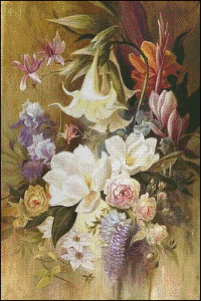 Needlework for Embroidery DIY French DMC High Quality - Counted Cross Stitch Kits 14 ct Oil painting - Bouquet - 2