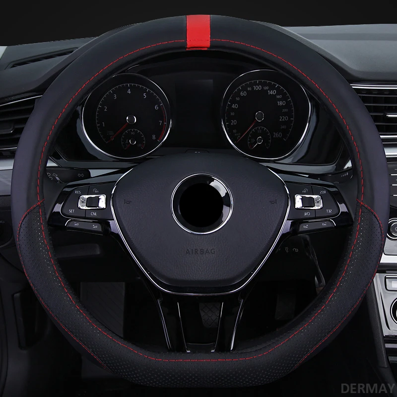 D Shape Genuine Leather Car Steering Wheel Cover for Kia Sportage Optima K5 Nissan Qashqai J11 X-trail T32 2017-2020