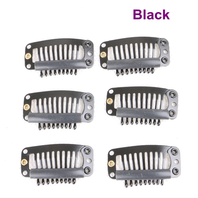 50 Pieces 3.2cm 9 teeth Stainless Steel Hair Extension Silicone Snap Clips ( Black, D Brown, M brown, L brown, Blonde, Silver )