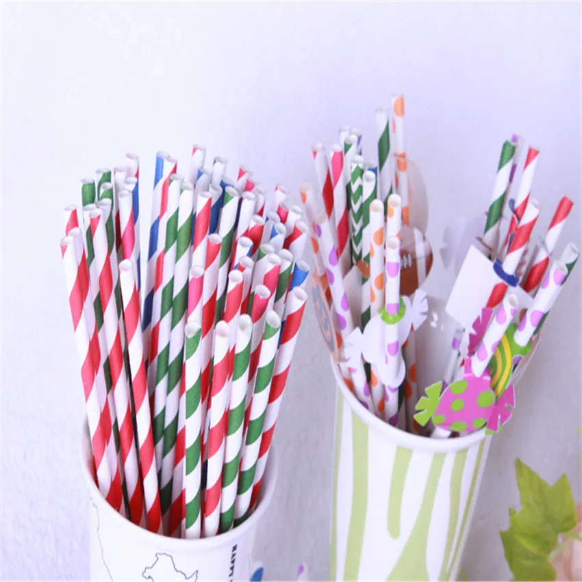 

New Environmental 1000 PCS Striped Paper Drinking Straws For Wedding Birthday Prom Bar/Pub Supply