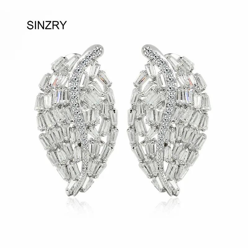 SINZRY fashionab jewelry Cut Cubic zirconia brilliant leaf earrings lady trendy hot stud earrings jewelry gift