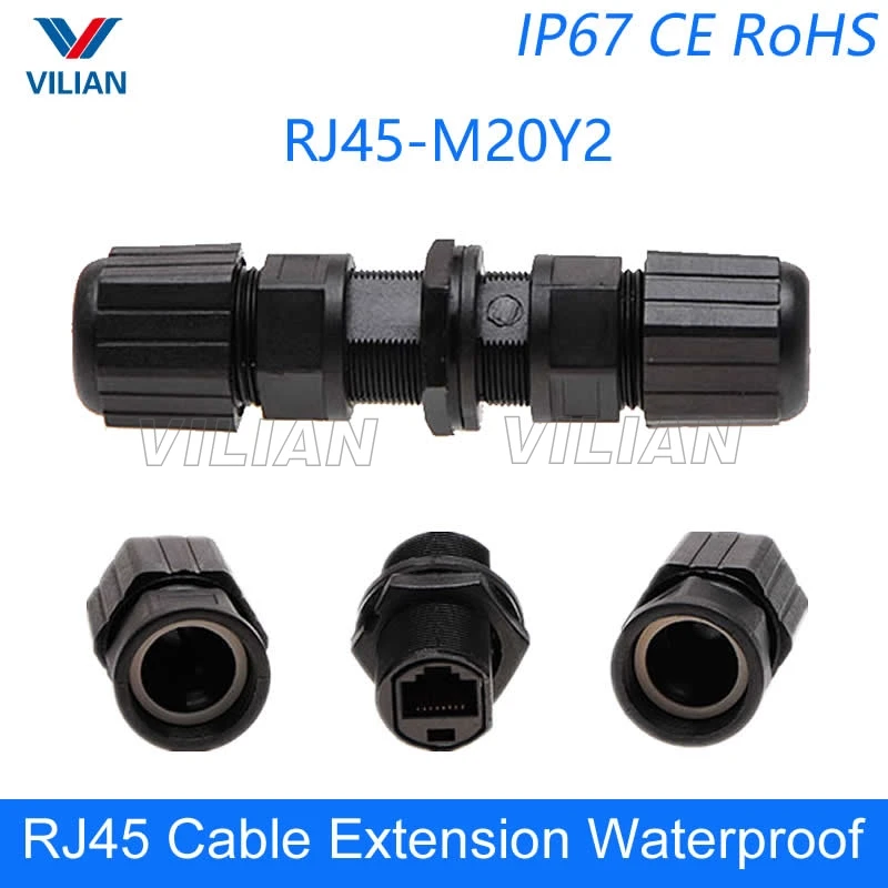 

RJ45 Waterproof connector Metal shielded Outdoor network cable extension butt joint straight in interface 1 unit