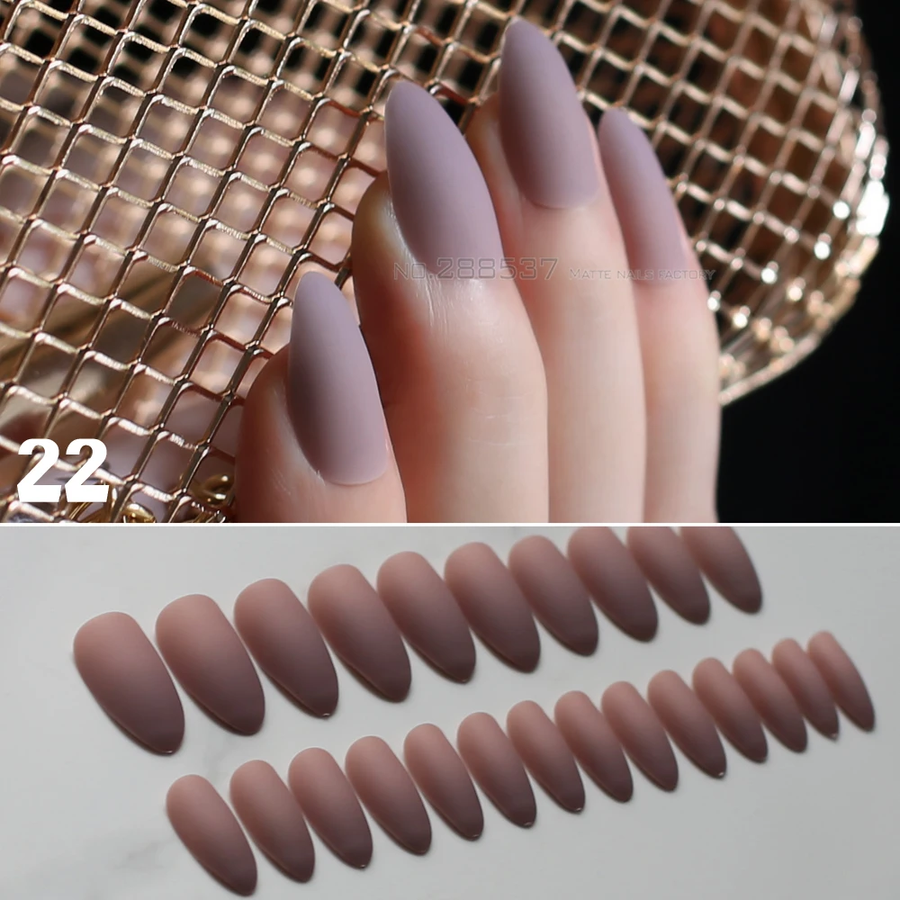 Brown Matte stiletto nails pink medium fake nails red False nails nude Full Nail Tips Easy to wear Multicolor selection