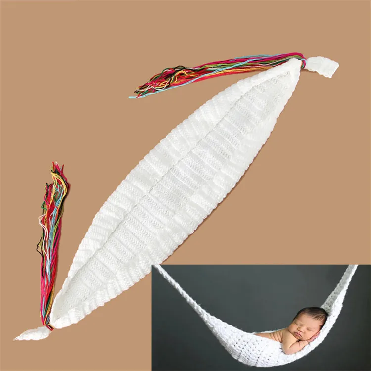 Crochet White Hammock Newborn Baby Photography Props Crochet Baby Hanging Cocoon for Photo Shoot Knitted Hanging Bed