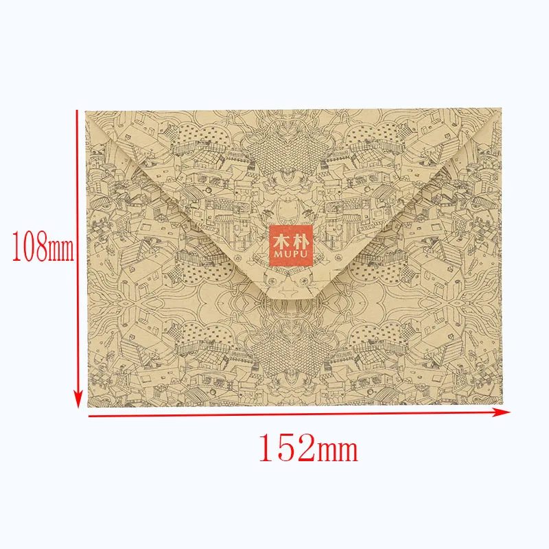 Retro High Quality Wood Pu envelope Double-sided paper Kraft paper Print Envelope Gift Business office stationery 10pcs