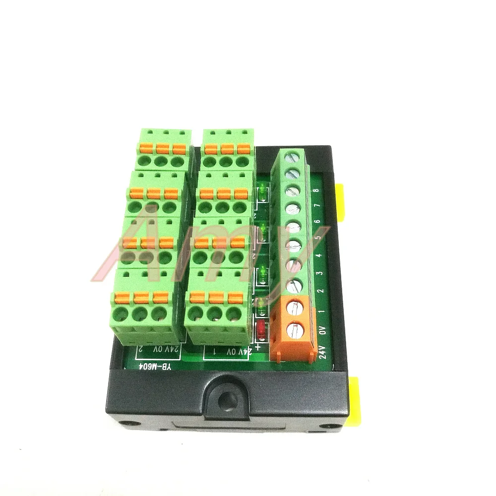 PLC terminal block module sensor 3 wire 8 bit input and output DIN rail spring wiring LED