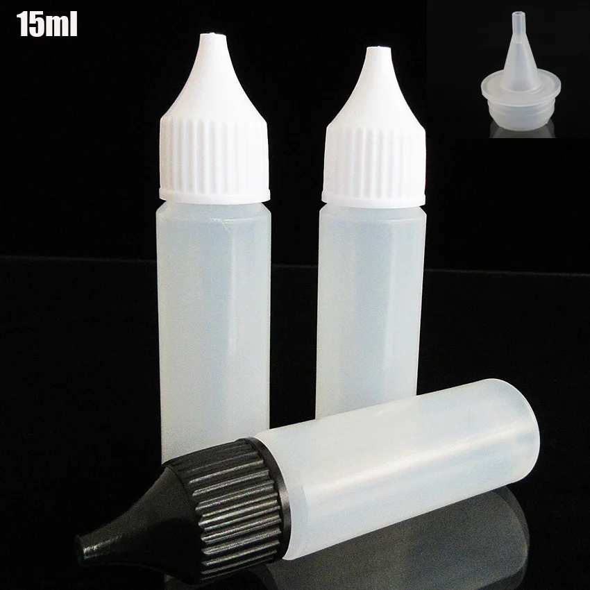 

Wholesale 100pcs Pen Style 15ml Tattoo Accessories Long Slim Eye Drop Empty Bottle With Needle Nozzle E cig liquid Dropper