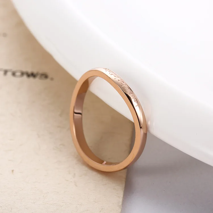 KNOCK Top Quality Simple Rose gold irregularity Love u for infinity lette  Engagement Finger Ring For Women