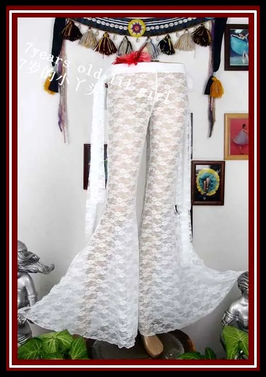 Pantalones de encaje para danza del vientre, pantalones acampanados con cinta de DA36-44, estilo gótico, Tribal