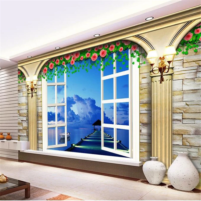 

beibehang 3d marble pillar murals Europe TV backdrop brick wallpaper living room bedroom murals photo wallpaper papel pintado