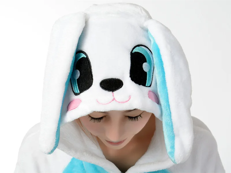 Adult Cosplay Kigurumi Rabbit Animal Costume Women Onesies Pajamas Halloween Carnival Party Jumpsuit (exclude slipper)