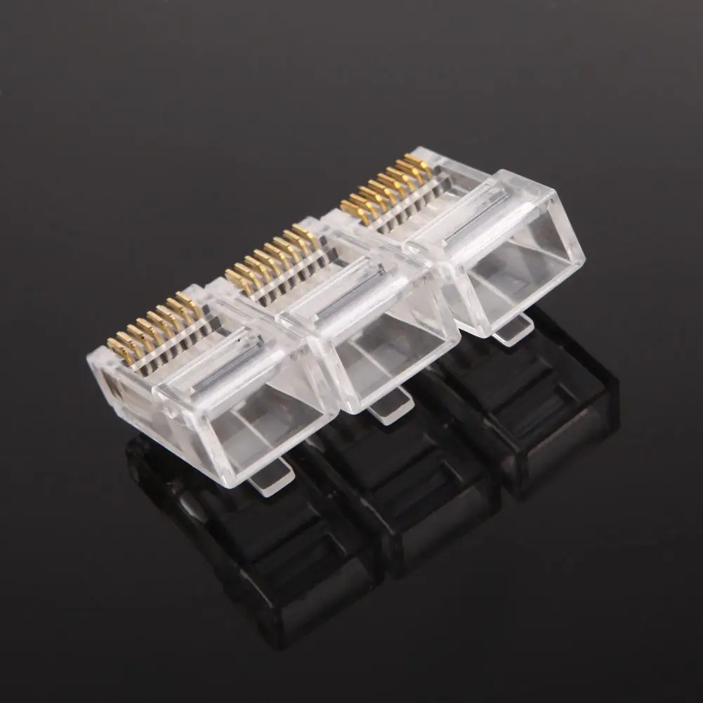 100 Pieces RJ45 Modular Plug Network Connector For UTP Cat5 Cat5e Cable Heads