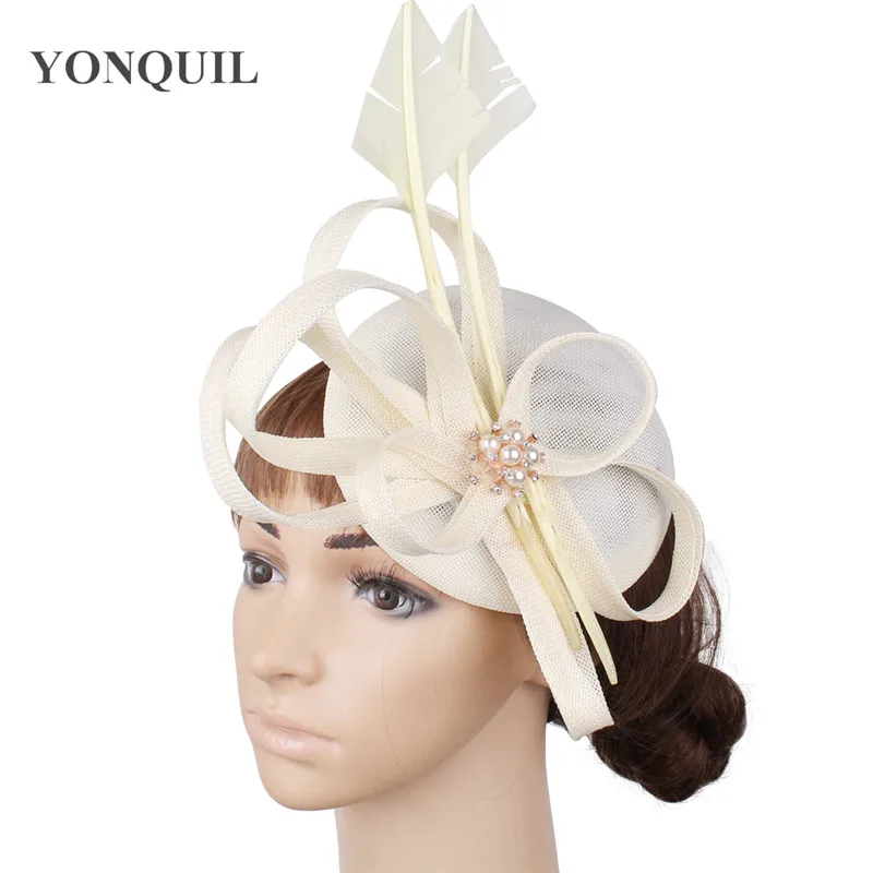 

Women Party Hats Sinamay Wedding Fascinators Elegant Ladies Race Tea Headpiece Liene Hair Accessories Derby Fedora Hats SYF466