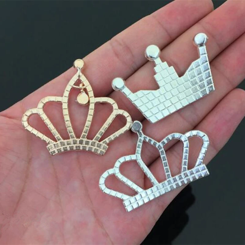 Crown Shape Crystal Metal Rhinestone Button Flat back Decoration DIY Crafts