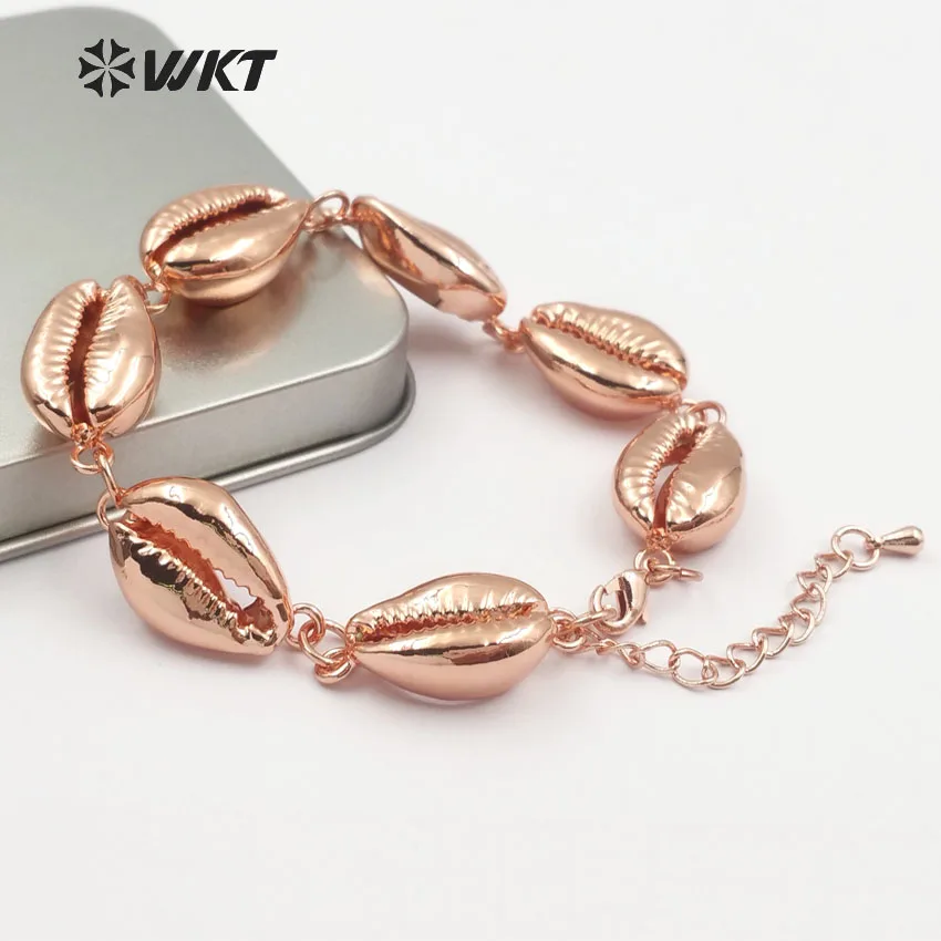 

WT-B430 WKT HOT natural real cowrie shell bracelet fashion gold dipped conch charm bracelet Bohe Gift For female