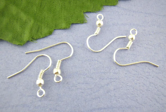 Doreen Box hot- 100 Pairs Silver color Ear Wire Hooks (Lead & Nickel free) 18x19mm (B00553)