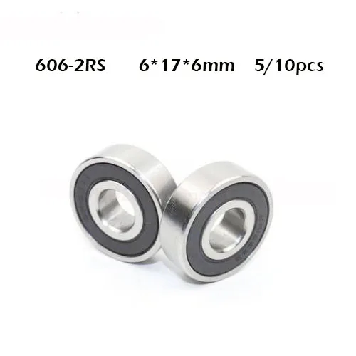 

5/10PCS 606 606RS 6*17*6(mm) Bearing free shipping ABEC-1 rubber Sealed Miniature Mini Bearing 606 606RS chrome steel bearings