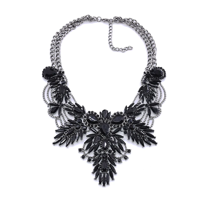 Fashion Black Large Collar Statement Choker Necklace Women Indian Ethnic Big Bib Maxi Chunky Vintage Pendants Necklace Jewelry