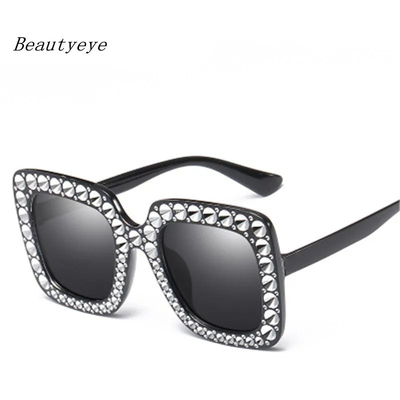 

Women Oversized Aviation Square Sunglasses Women Diamond New Fashion Brand Designer Black 2018 Female Sun Glasses Oculos