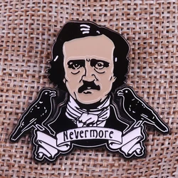 Edgar Allan Poe lapel pin Nevermore Badge Goth Literary Gift Poe Lover Raven Poem Edgar Allan brooch Enamel pin