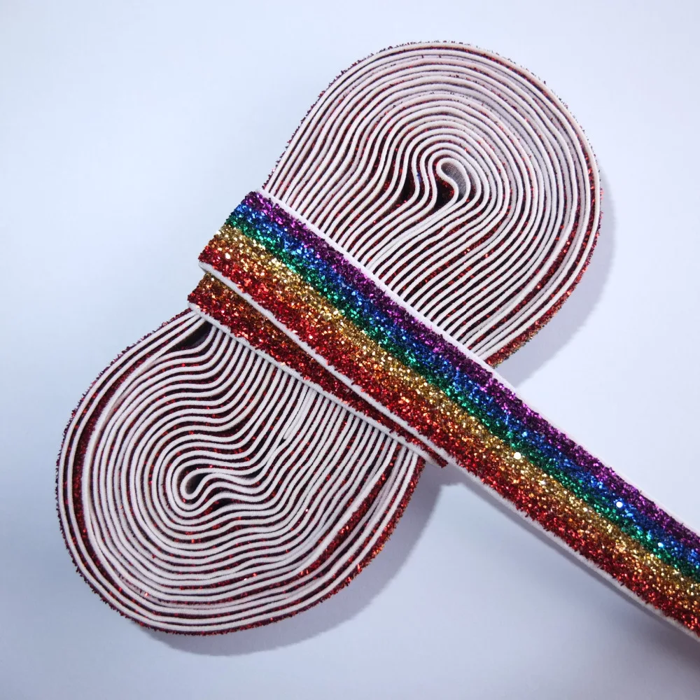 5 Yards Striped Glitter elastic bands 5/8'' Apparel Sewing Elastic Fabric DIY Garment accessories Hair Elastic Headband Hair bow