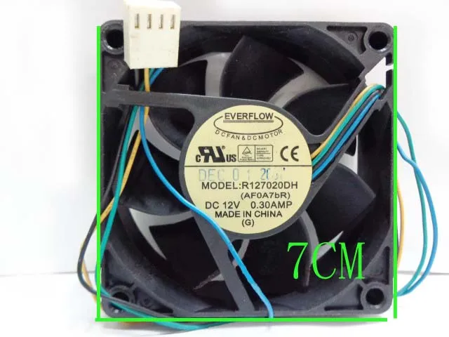 

Original EVERFLOW R127020DH 7CM 7020 4 wire PWM 12V 0.30A cooling fan 70X70X20MM